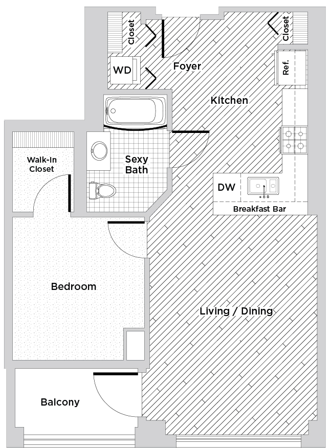 One Bedroom, One Bath (A1)